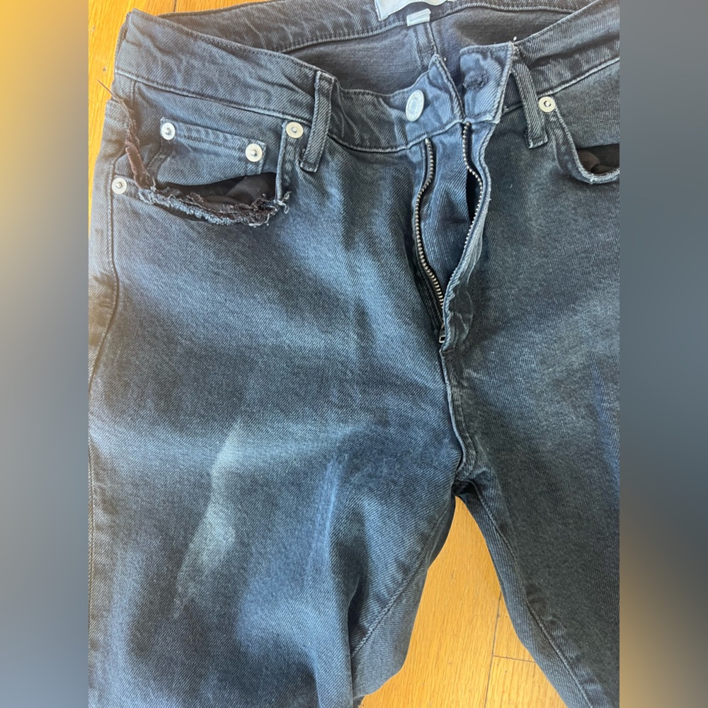 Agolde Dark Wash Gray Frayed Toni Mid Rise Denim Jeans size 27